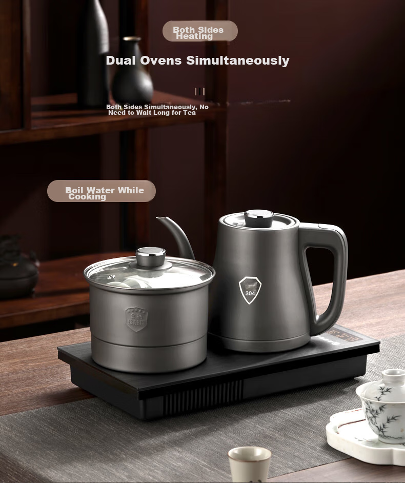 FUNORK Fully Automatic Electric Kettle with Tea Table, 304 Stainless Steel Integrated Tea Table And Coffee Table, Built-In Electric Teapot, Tea Set And Electric Tea Stove HL-602 Cleaning Model 1L 7