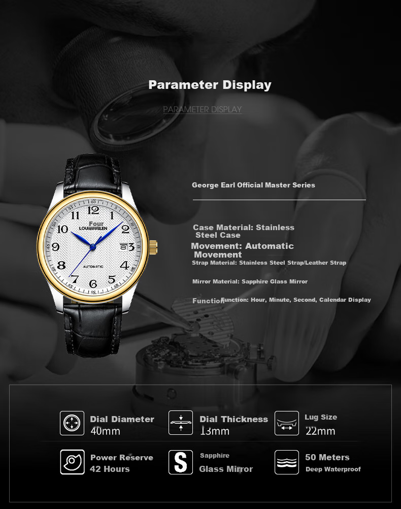 GEORGCOUNT Men's Watch, Silent Exam-Specific Fully Automatic Watch for Men, Suitable for Civil Servants, Postgraduate Entrance Exams, Middle And High School Students, Quartz Watch for Me 10