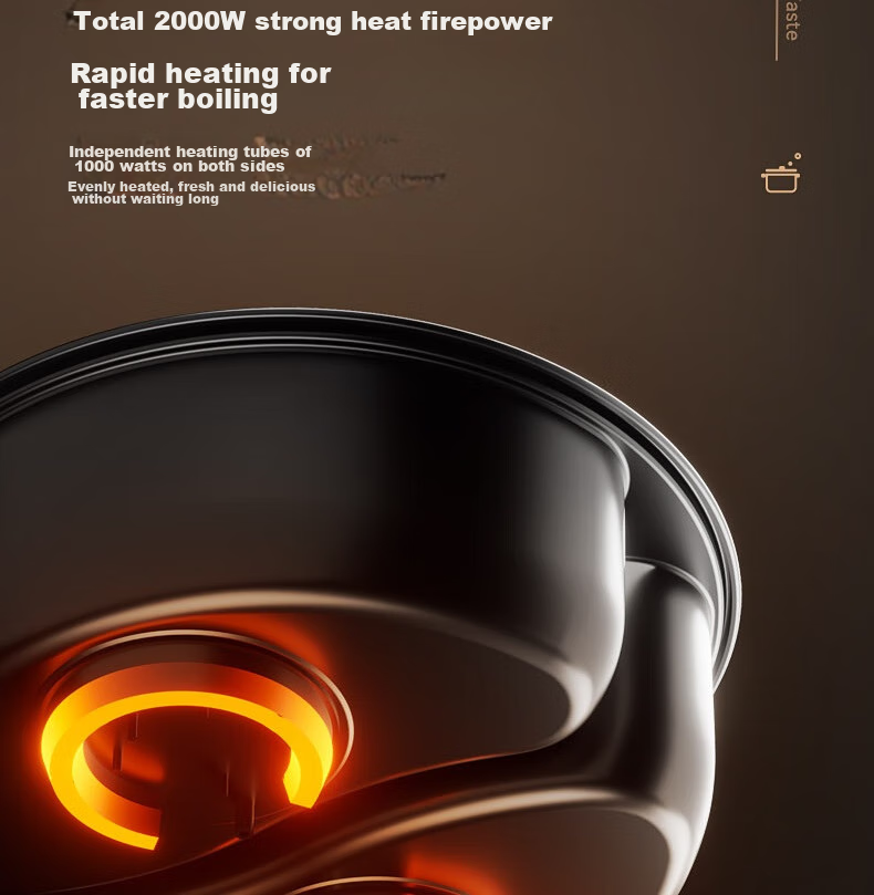 Modong [Douyin Popular Trend] Dual-Sided Electric Hot Pot Heating Pot for Home Multi-Purpose Cooking, 6L Non-Stick Pot with Independent Temperature Control for Each Side MD-HGE06 20