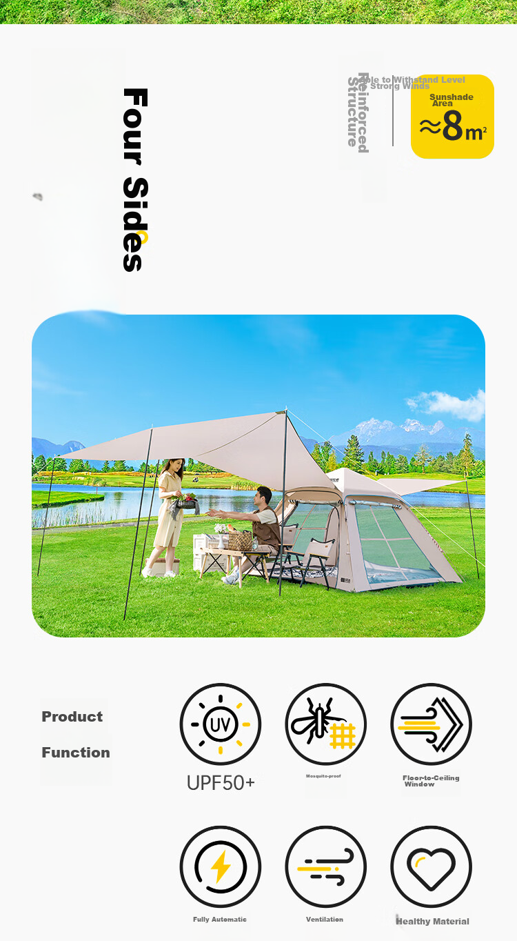 TAN XIAN ZHE Tent, Outdoor Camping, Park, Wilderness, Children's Family, Fully Automatic, Portable, Sun-Shading, Multi-Person Tent 2