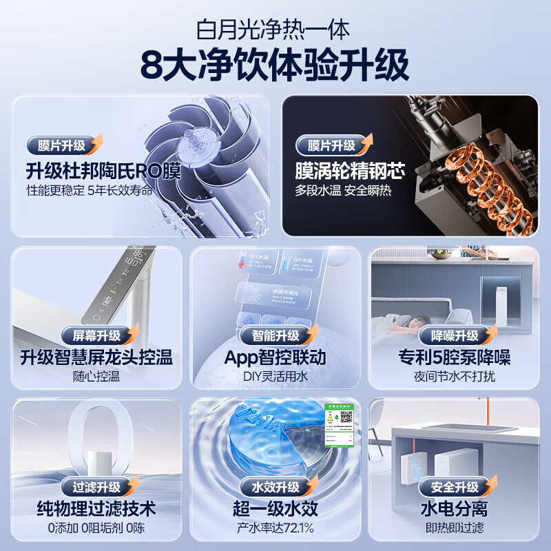 M白月光1000G加热净热直饮一体机（MRC1878B-1000G） 【冷热即饮】厨下净热一体机 美的净水器