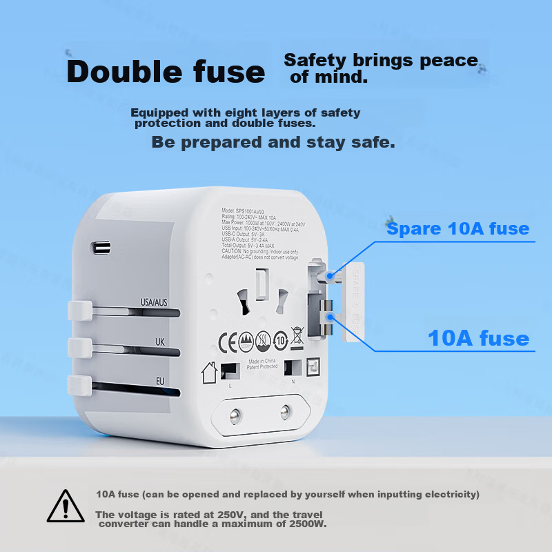 Philips International Travel Adapter/Foreign Travel Socket Converter/Compatible with UK, US, Australia, Germany, Japan, Singapore, South Korea, Hong Kong/2A1C17W Charging 1001A White