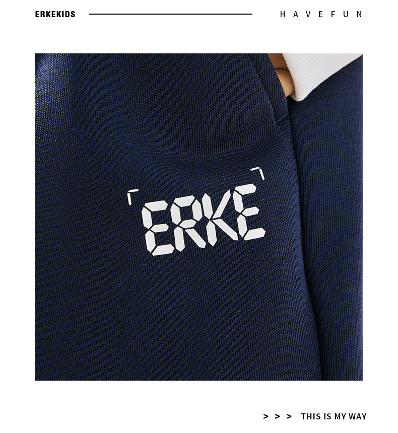 ERKE Kids Unisex Children's Knit Long Pants Sports Pants Black 150 17