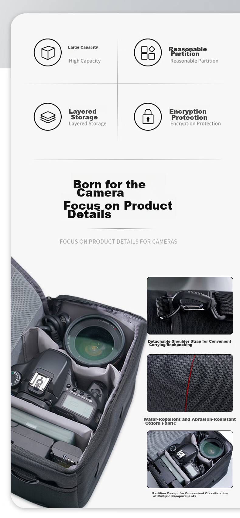 Matchstick Men FC-8818 Digital Mirrorless Camera Bag, Shoulder Crossbody Portable Photography Bag with Detachable Inner Liner, Casual Commuter Bag 2