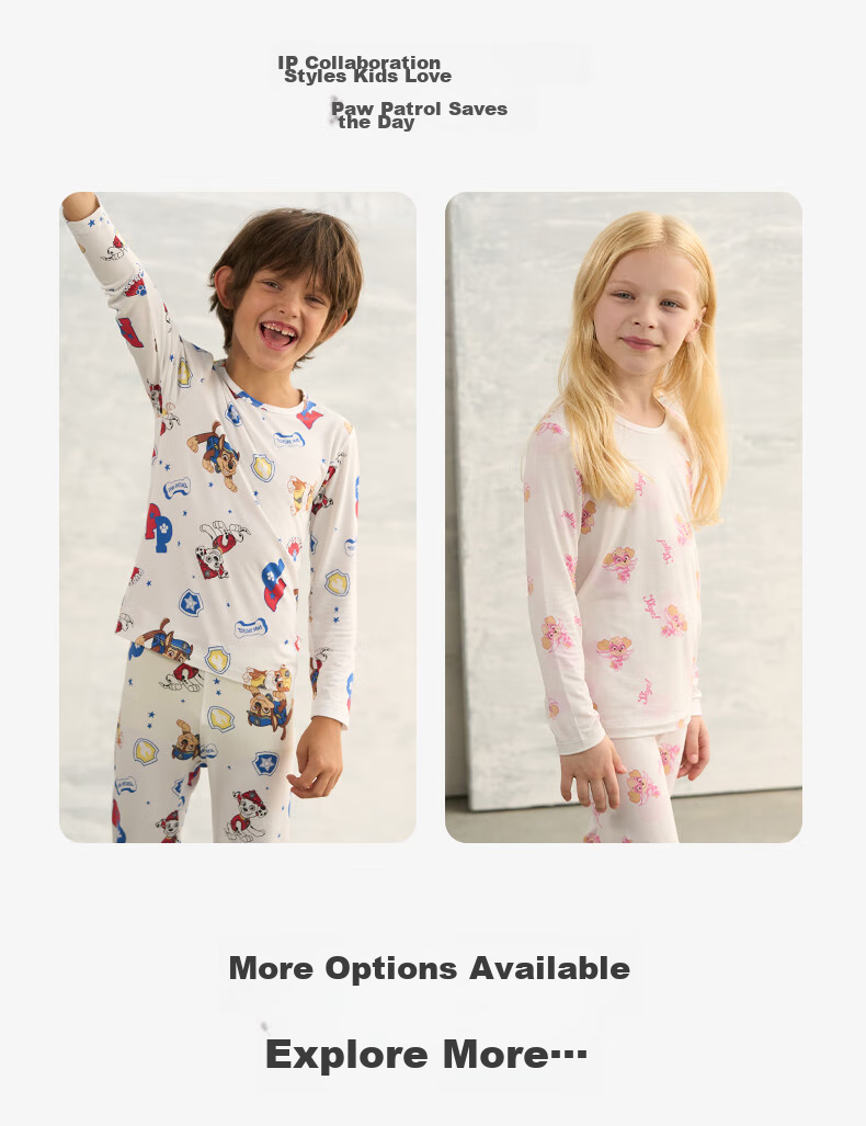 AIMER KIDS Girls' Thermal Underwear, Class A Modal Thin Warm Autumn Top And Bottom Underwear Set, Little Rabbit Design, Size 120 11