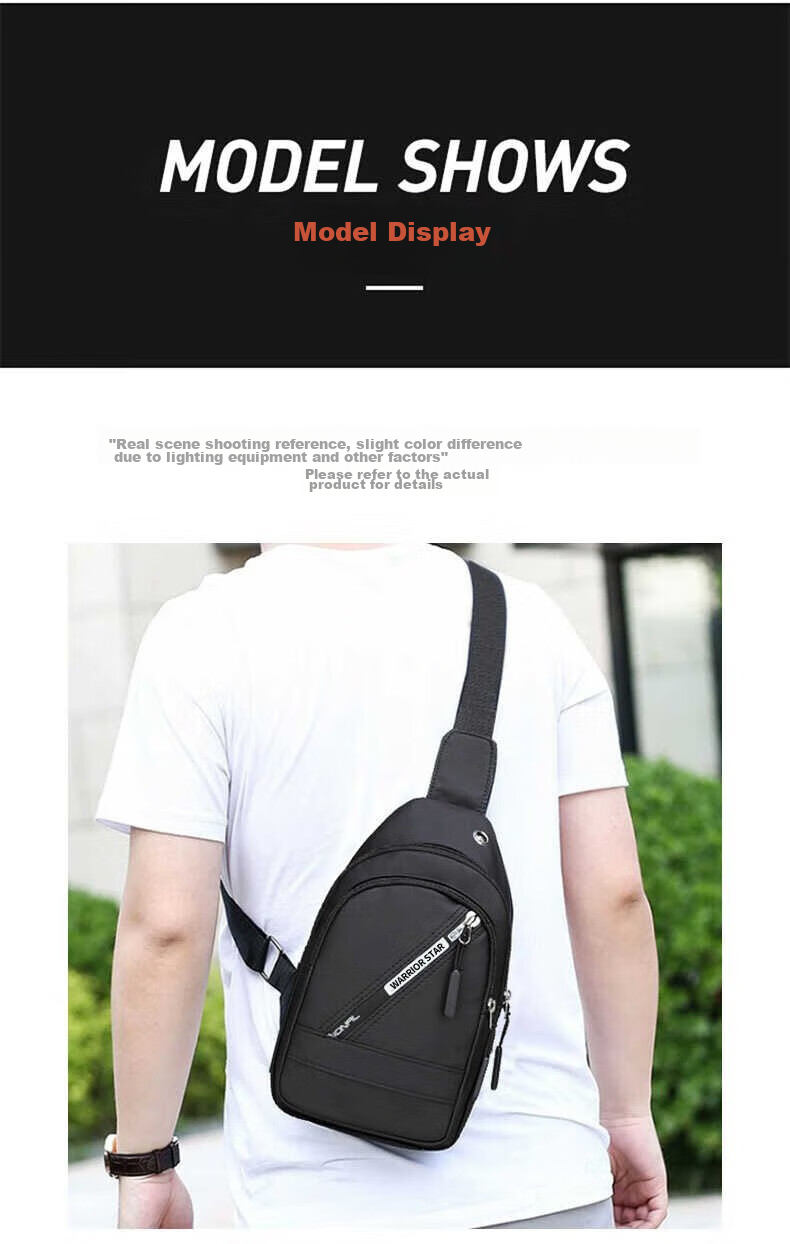 Warrior Men's Large Capacity Single Shoulder Crossbody Bag Casual Commuter Chest Bag Lightweight Sports Sling Bag Travel Small Backpack 11