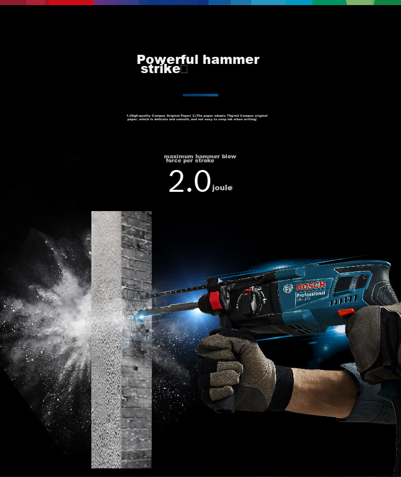 BOSCH Hammer Drill, Electric Drill, And Pick Three-In 2kg Lightweight Household Hammer Drill GBH220 with Drill Bits And Accessory Tool Box Set 4
