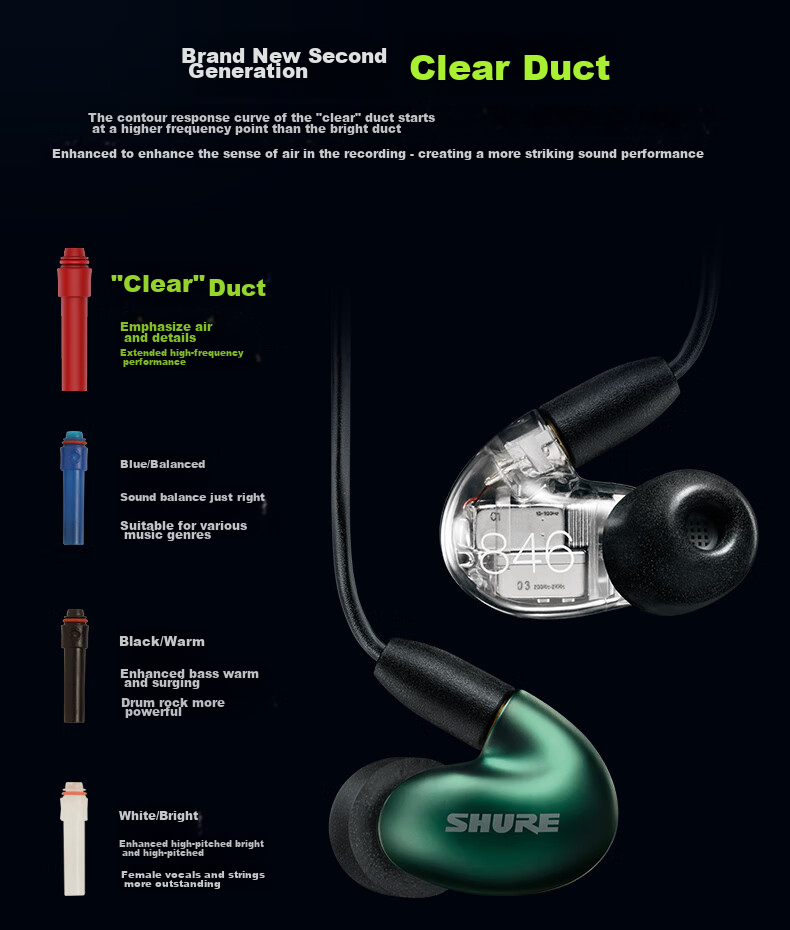 SHURE SE846 Second Generation Clear Edition Noise-Cancelling Wired Headphones with Four Single-Unit Dynamic Drivers, Flagship High-Fidelity HIFI Music, Adjustable Transparency, Transparent Color 1