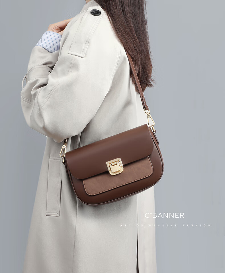C.BANNER Leather Handbag, Women's Crossbody Bag, Light Luxury Shoulder Bag, Versatile Commuter Bag, Brand Birthday Gift for Girlfriend on May 20 1