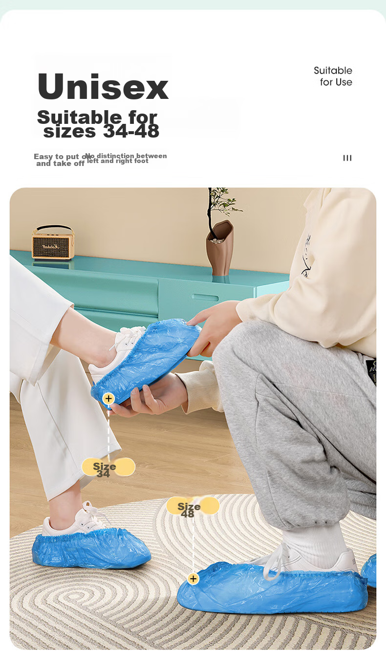 MARYYA Disposable Shoe Covers, Thickened, 100 Pieces, Large Size, Reusable, for Home And Computer Room Use, Waterproof And Dustproof Foot Covers 4