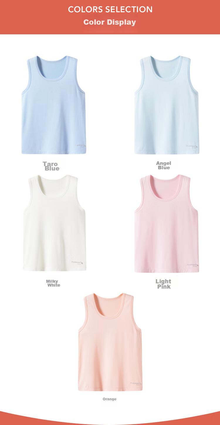 THREEGUN Children's Clothing Class A Modal Undershirt Vest for Girls And Boys Students 13