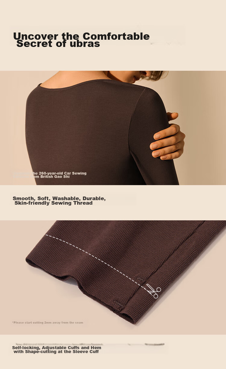 Ubras Liu Wen's Style Thermal Underwear for Women, Silk Blend with Wool Base Layer, Inner Wear, Autumn Top 14