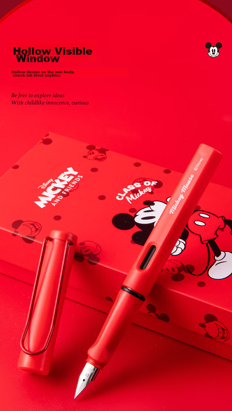 Disney Student Fountain Pen Posture Correction Pen Refillable Erasable Ink for Grades 3-6 Birthday Gift Stationery Reward for Boys and Girls 7