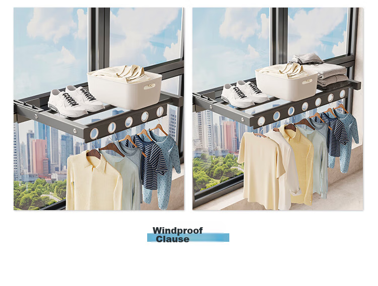 SHULIANG Retractable Clothes Drying Rack for Balcony, Home Use, Outdoor Drying Solution, Indoor Coat Hanger, Length 40CM 13