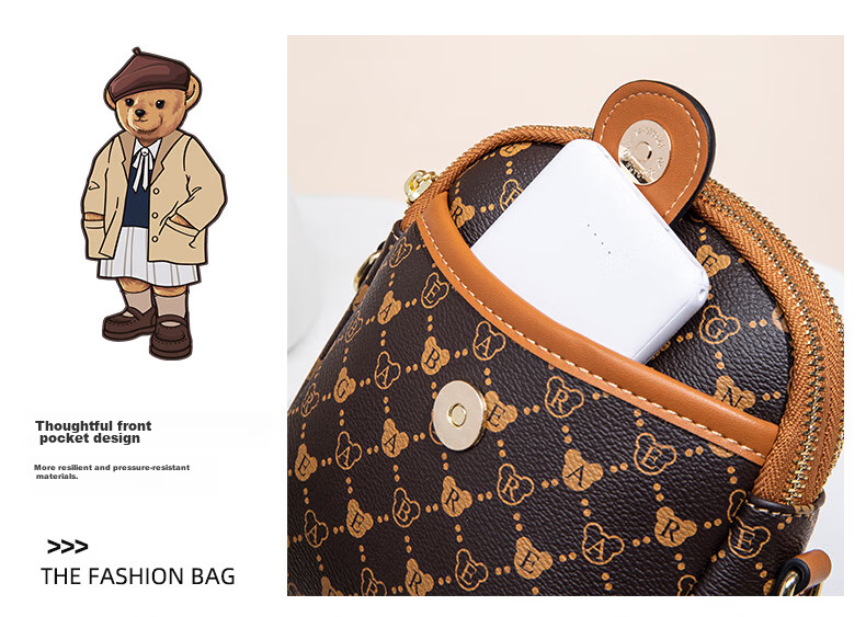 Xiaoxiongyilian Shoulder Crossbody Mini Bag for Women, Phone Pouch, Fashionable Versatile Mini Handbag, Printed Bucket Bag, Valentine's Day Gift 9