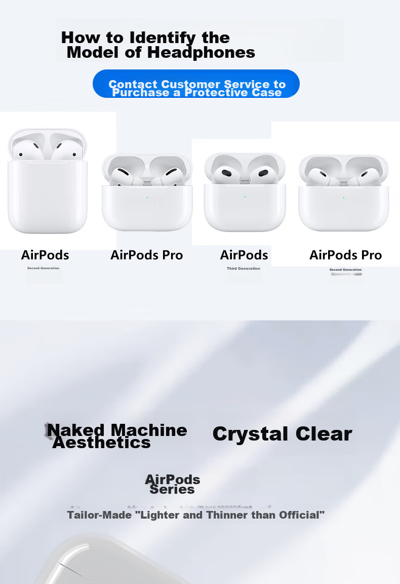 ESCASE AirPods Third Generation Protective Case Compatible with Apple 3rd Generation Wireless Bluetooth Earphones Shockproof Dustproof Transparent Silicone [Bare Phone Aesthetic + Lanyard] 1