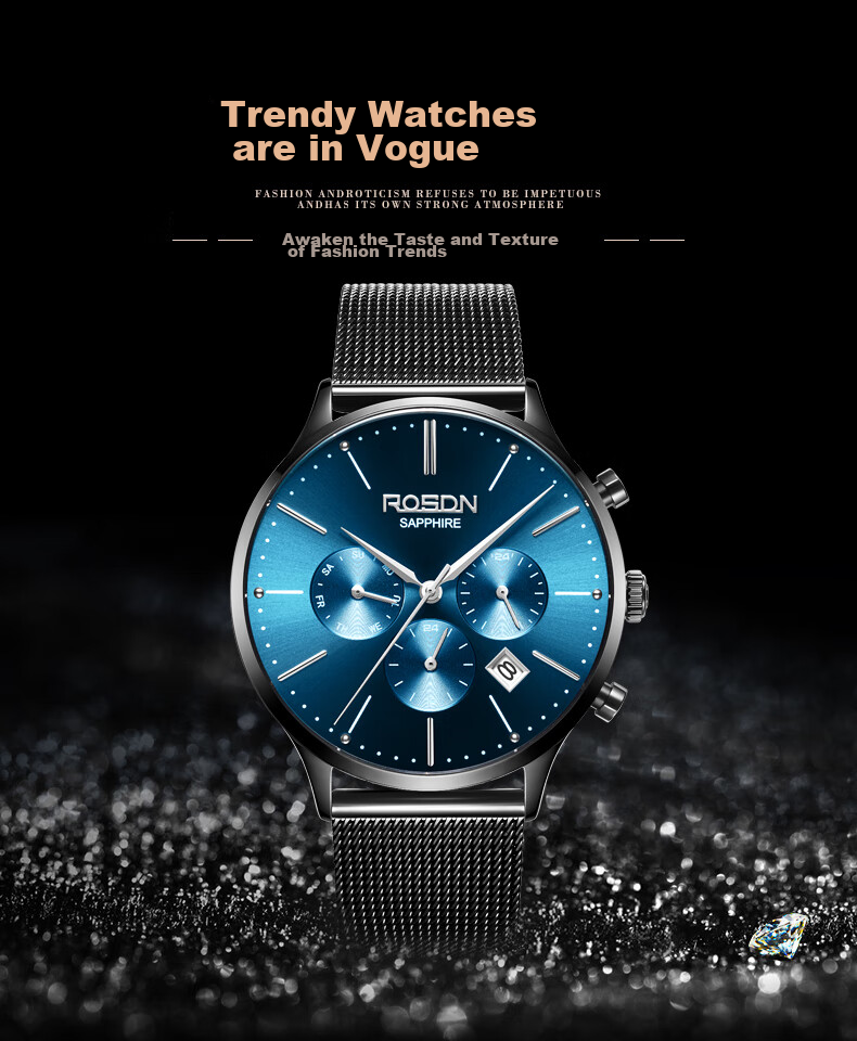ROSDN True Diamond Series Classic Versatile Men's Waterproof Watch Top Brand Birthday Gift for Boyfriend 1