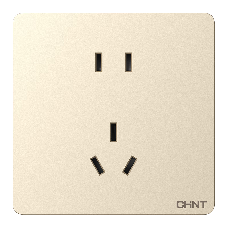 CHNT Switch Socket NEW6-C11102 Five-Hole Socket 6C Champagne Gold 10-Pack Socket Set