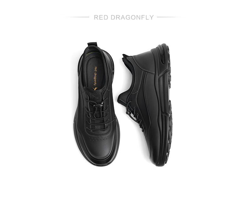 RED DRAGONFLY Men's Sports Leather Shoes, Spring And Autumn Casual Outdoor Shoes for Men, Trendy Single Shoes WTA34108 Black Size 41 5