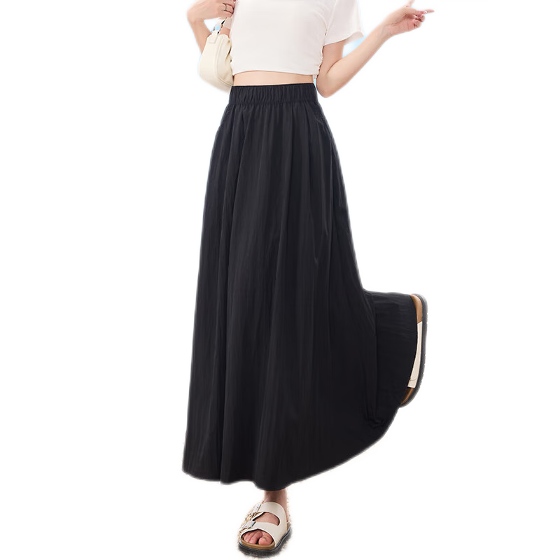 Ziyouxi Women's Midi Skirt, 2026 New Summer Thin Style, High-Waisted A-Line Slimming Umbrella Skirt, Pleated Long Skirt, Petite Yamamoto Skirt