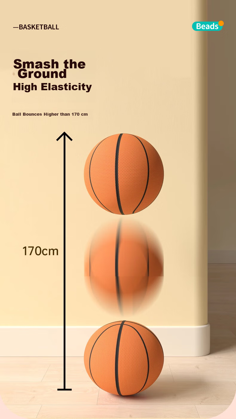 Babamama Silent Basketball Leather Ball Children's Toy for Ages 3-6 Indoor Bounce Ball Size 7 Sports Equipment Gift for Boys 8