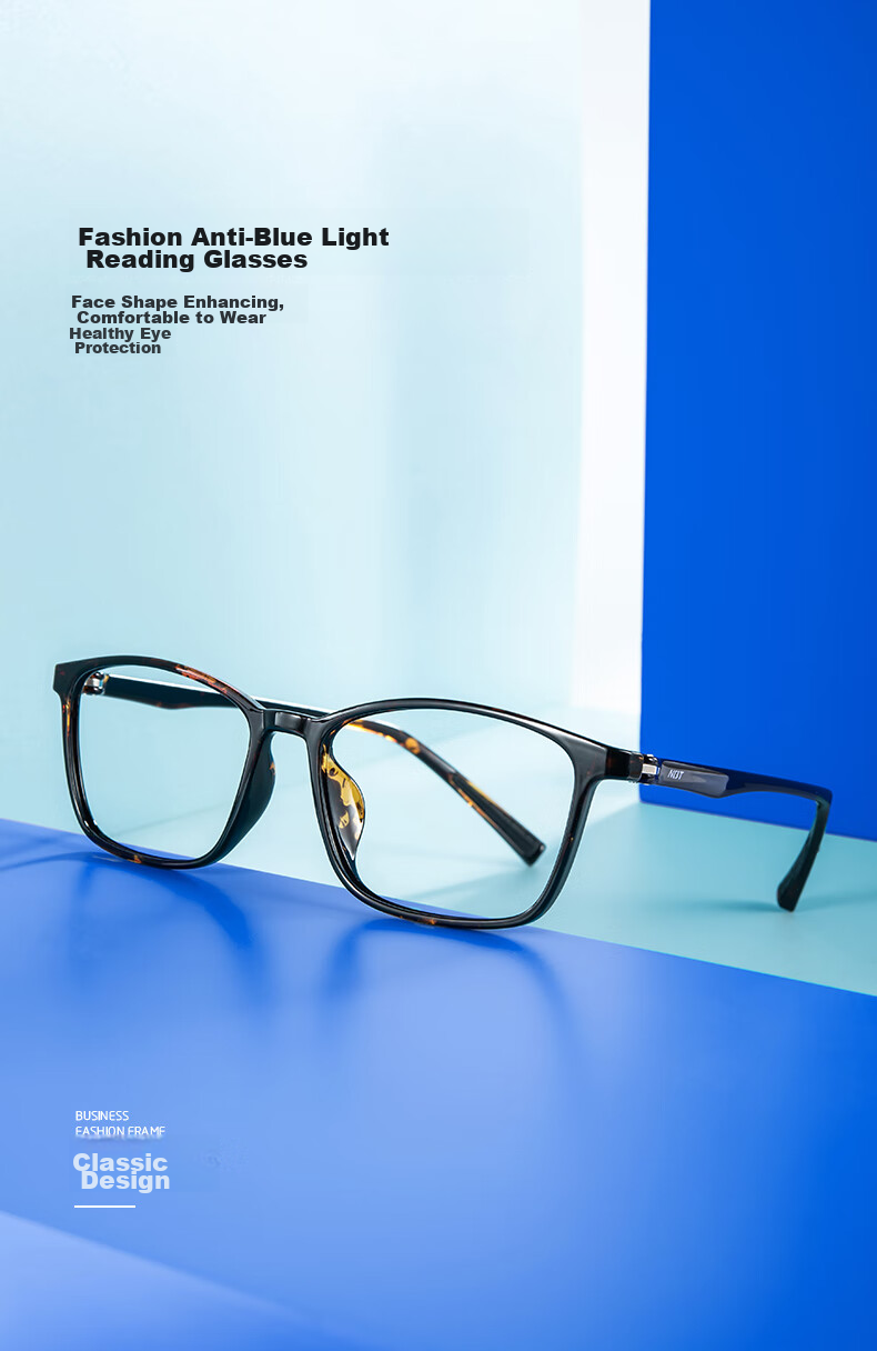 Nianqingtai Men's And Women's Fashionable High-Definition Anti-Blue Light TR90 Ultra-Light Full-Frame Imported Reading Glasses D683 Tortoiseshell Color +250 Degrees 1