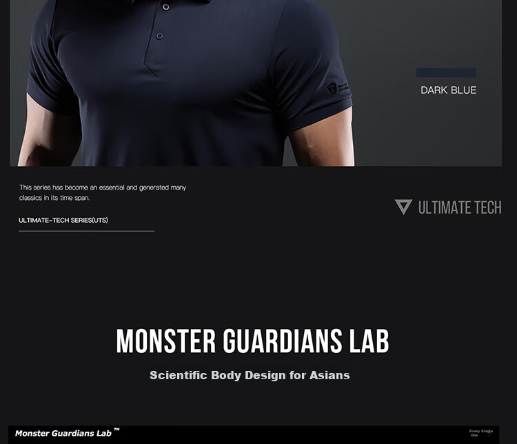 Monster Guardians Men's Summer Versatile Short-Sleeve Polo Shirt, Fitness Training Slim-Fit T-Shirt, Carbon Gray, 2XL 7