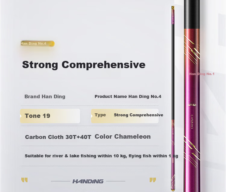 Handing First Generation Four Fishing Rod, Handheld Carbon Fiber Pole, Fishing Rod, 7.2m Four Generation Comprehensive Set 18