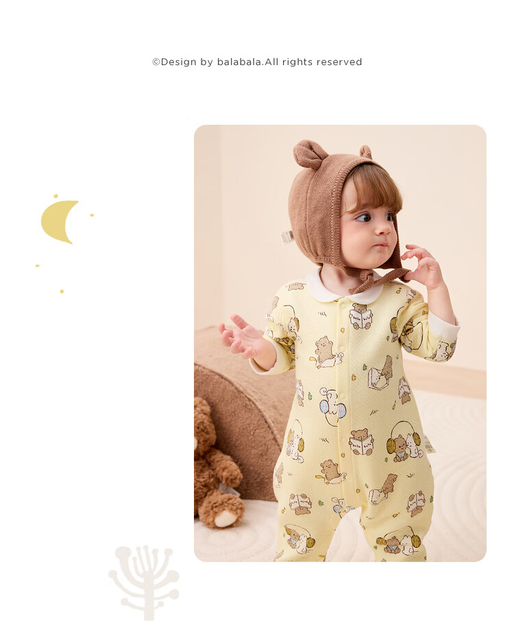 BALABALA Children's Clothing, Baby Romper, Newborn Full Moon Crawling Suit, Padded Thickened Cute Onesie for Boys And Girls 13
