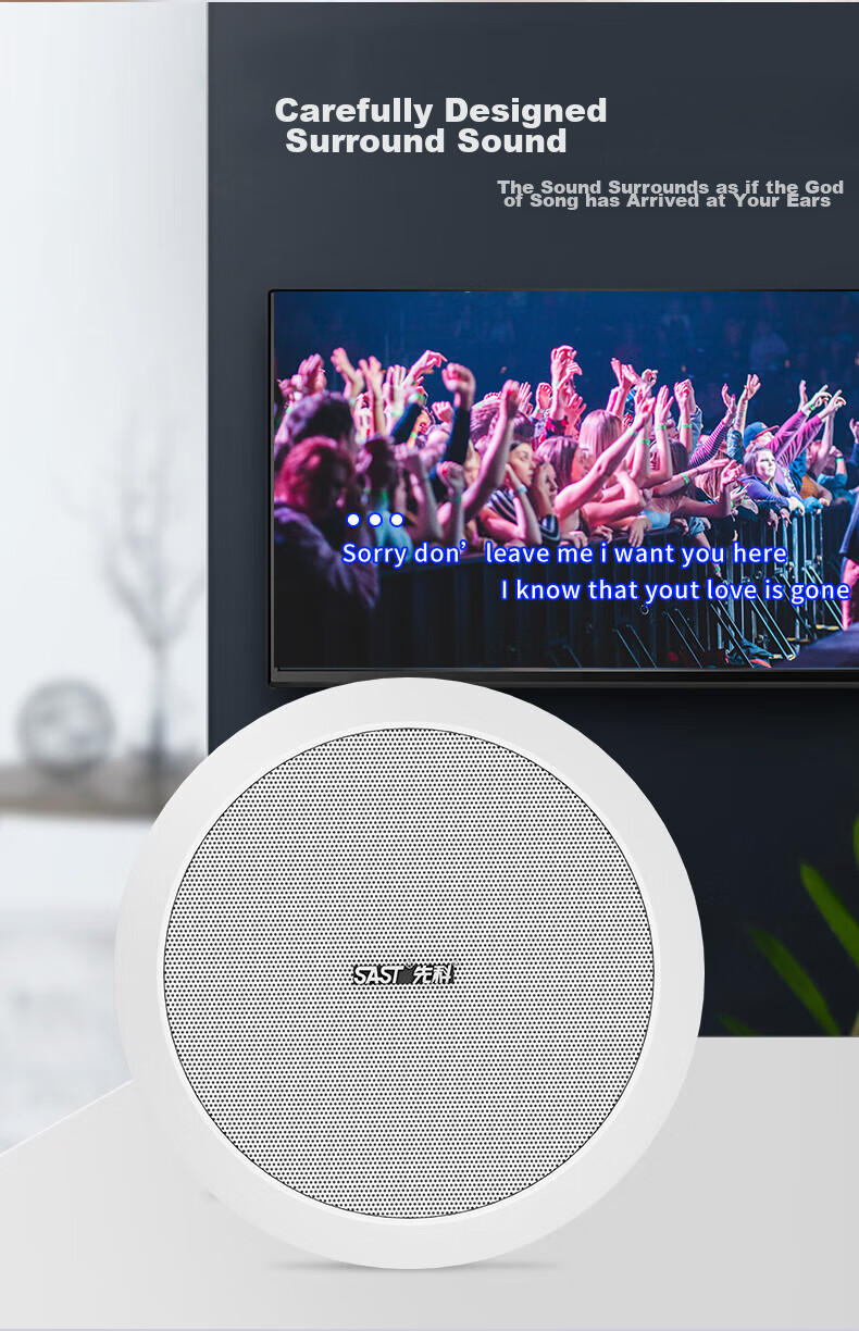 SAST 5-Inch Constant Voltage Ceiling Speaker, Background Music Public Address System, Home Theater High-Fidelity Ceiling-Mounted Speaker S4-1 4