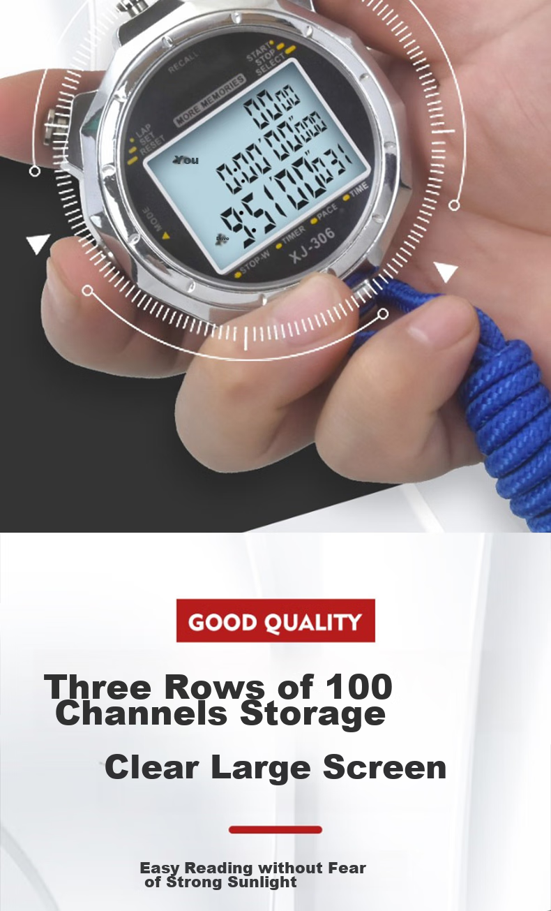 GEDUN Stopwatch, 3 Rows 100 Laps Dedicated Timer for Running, Sports, Fitness, Track And Field, Swimming, Multifunctional 4