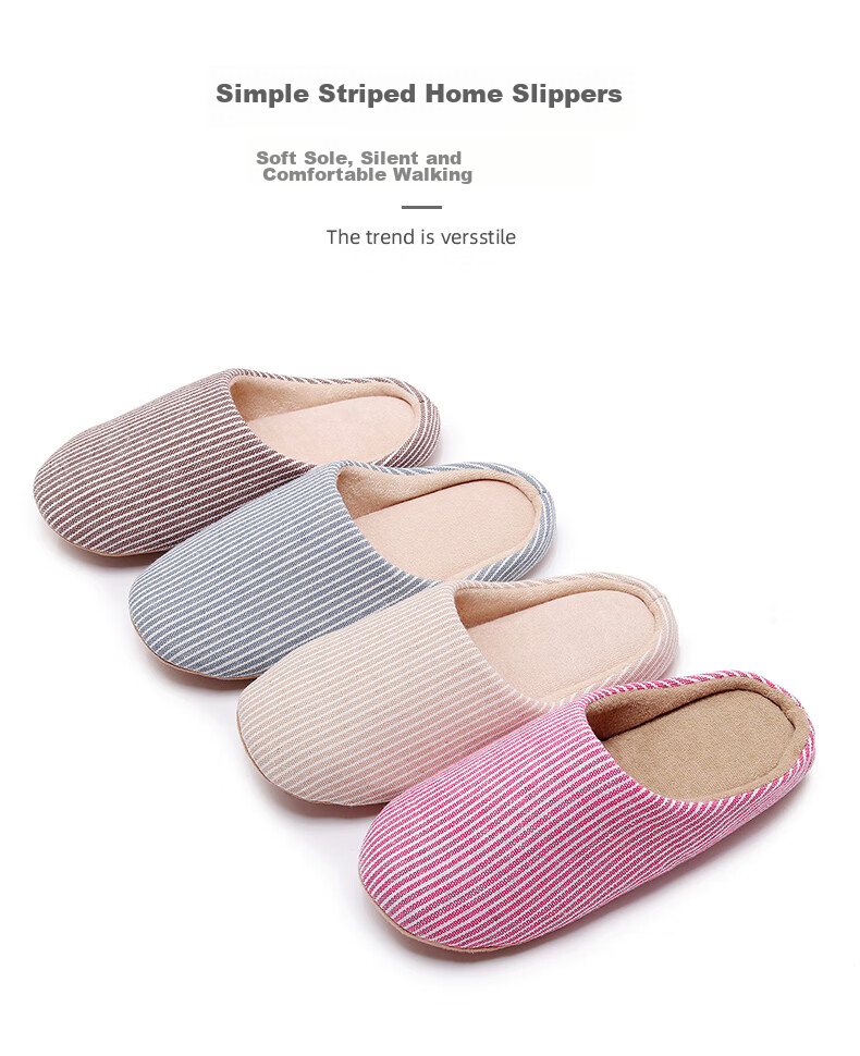 GUOLUOFEI Japanese-Style Home Indoor Spring And Autumn Slippers for Men And Women, Non-Slip Floor, Quiet Breathable Floor Slippers, Beige 36-37 1