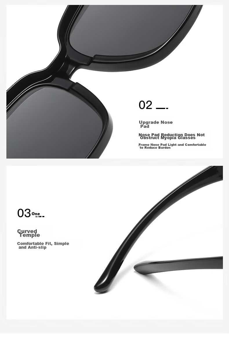 Boshide Sunglasses, Clip-On Sunglasses, Clip-On Sunglasses for Nearsighted Glasses, Polarized Sunglasses for Driving And Nearsightedness, Bright Black Color 10