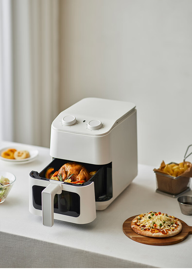 Olayks Instant Air Fryer 5L Large Capacity Multifunctional Electric Fryer with Flip-Free 3D Steam Roasting, Visible Window, 304 Stainless Steel Fully Automatic Electric Grill 5