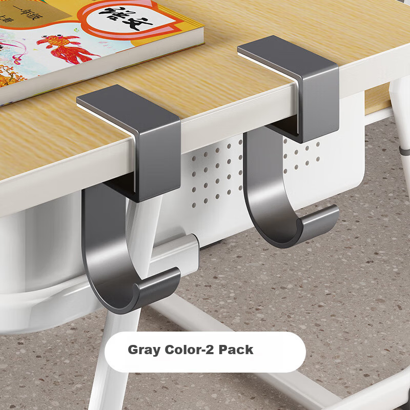 Shuranjia Backpack Hooks, Student Desk Side Hanging Bag Hooks, Detachable And No Glue Required, Space Aluminum Gray, Pack of 2