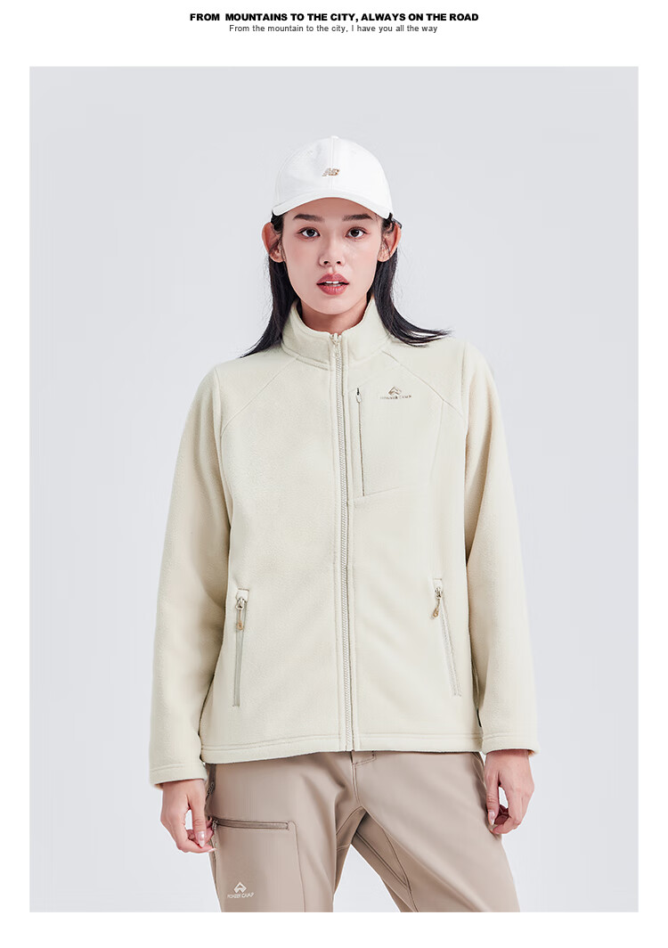 Pioneer Camp Outdoor Stand-Collar Fleece Jacket for Women, Autumn And Winter Plush Lining Fleece Coat, Windproof Warm Cardigan Inner Layer 22
