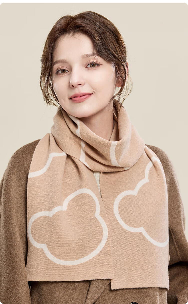 JIUMU Pure Wool Scarf Women's Autumn Winter Warm Neck Warmer Red Gift Box for Birthday and Festivals 4