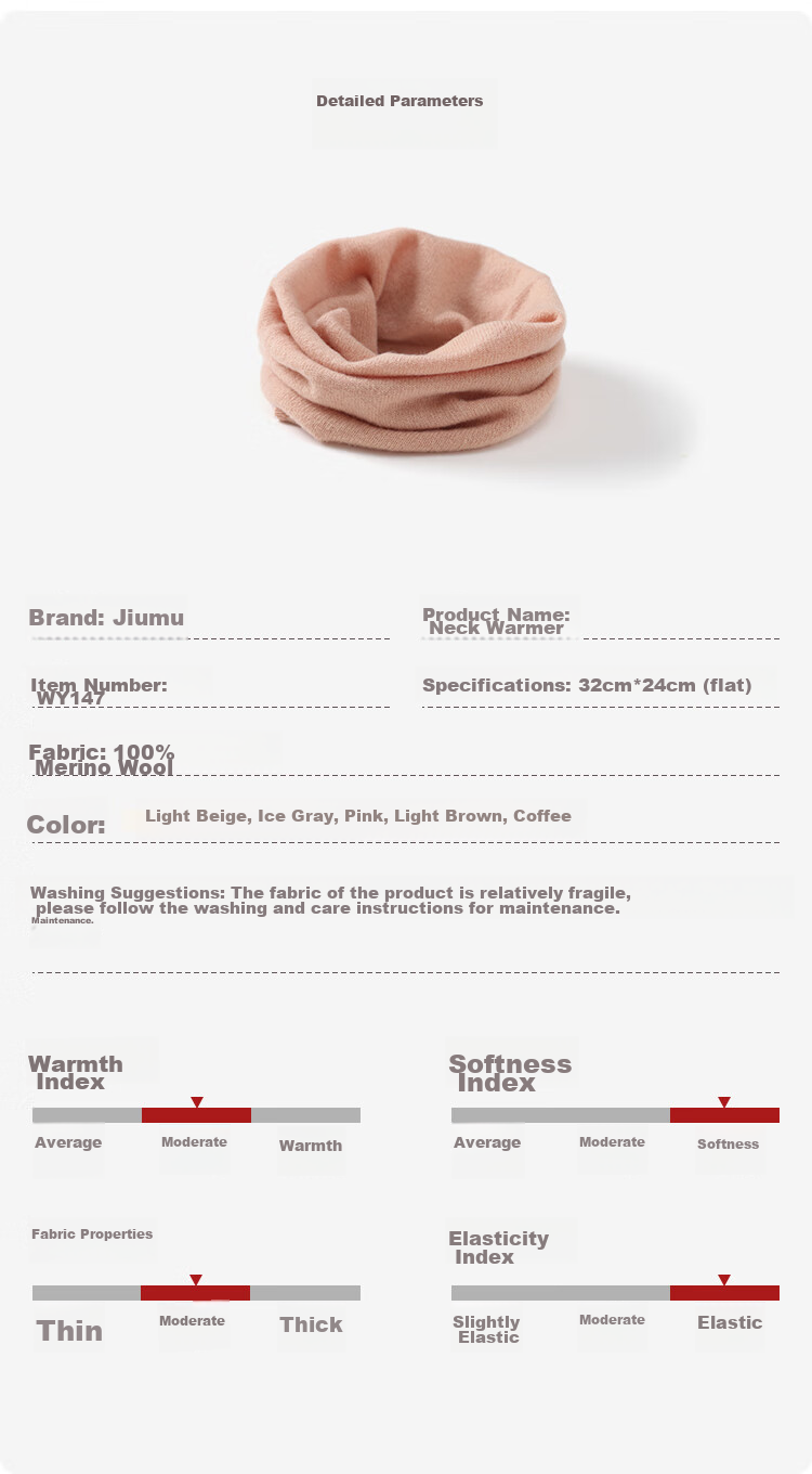 JIUMU Pure Wool Warm Neck Gaiter for Women, Autumn And Winter Thickened Cold-Proof Neck Protector, Women's Neck Warmer, Outdoor Scarf for Winter 7