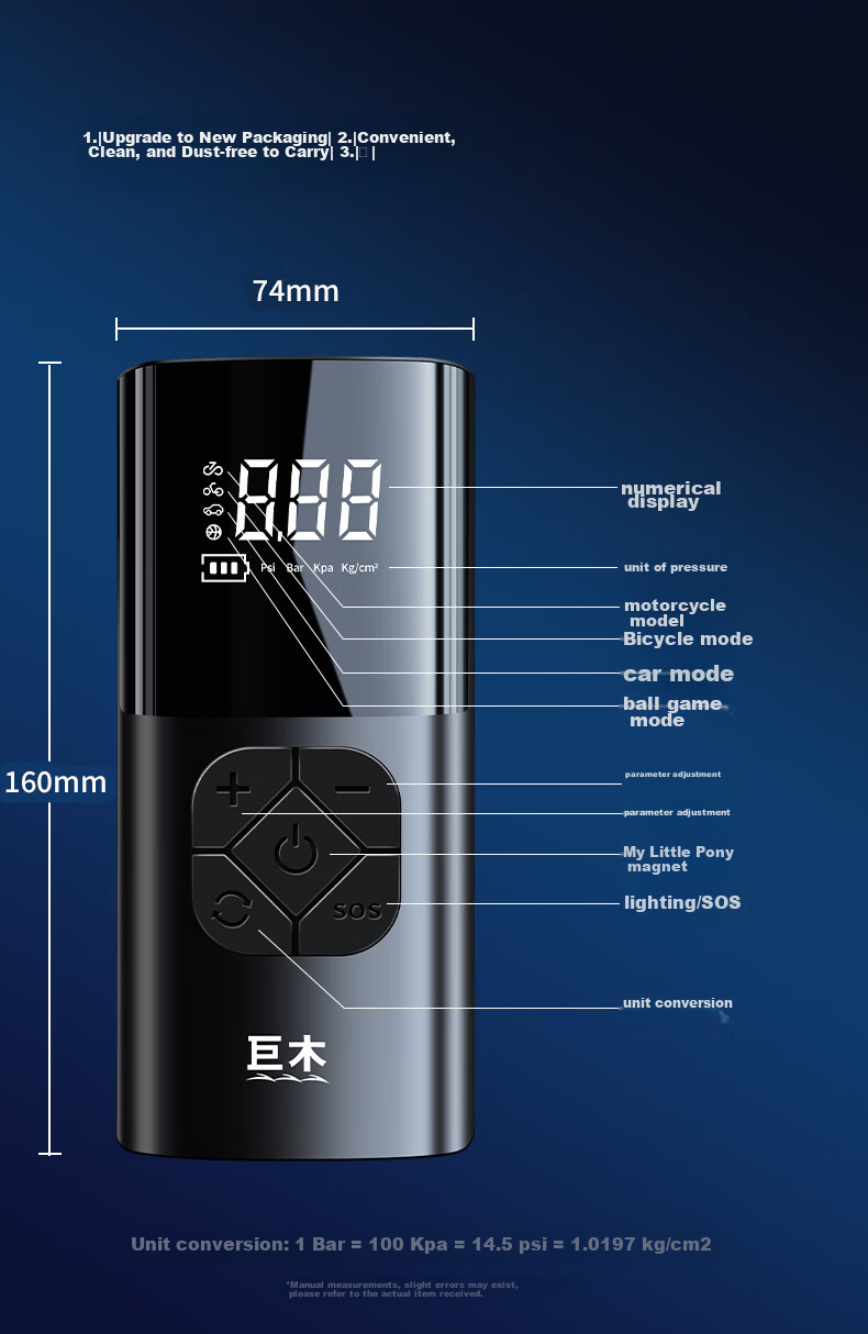 Jumu Bicycle Pump, Wireless And Wired Dual-Use, for Car And Motorcycle Tires, Inflator, Electric Vehicle-Mounted Air Pump 17