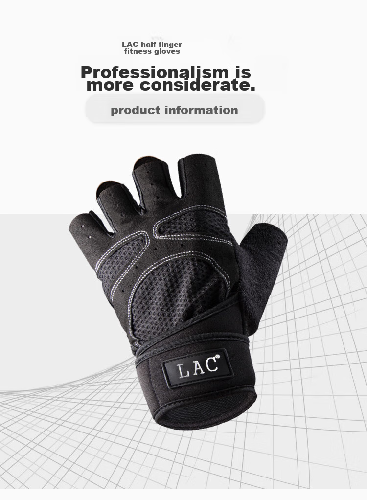 LAC Fitness Gloves for Men, Pull-Up Bar, Non-Slip, Bicycle, Mountain Climbing Training, Cycling, Half-Finger, Callus Prevention, Size M 1