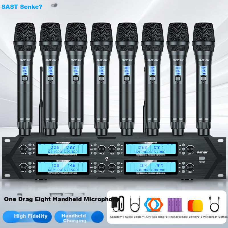 SAST OK-99 One-To Wireless Microphone System, UHF Adjustable Frequency Training And Public Speaking Home KTV Handheld Wireless Microphone
