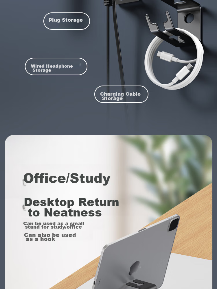 ESCASE Headphone Stand, Creative Earphone Holder, Headset Bracket, Multi-Functional Computer Stand, Razer Display Rack, Earphone Accessory, Desktop Model, Black 10