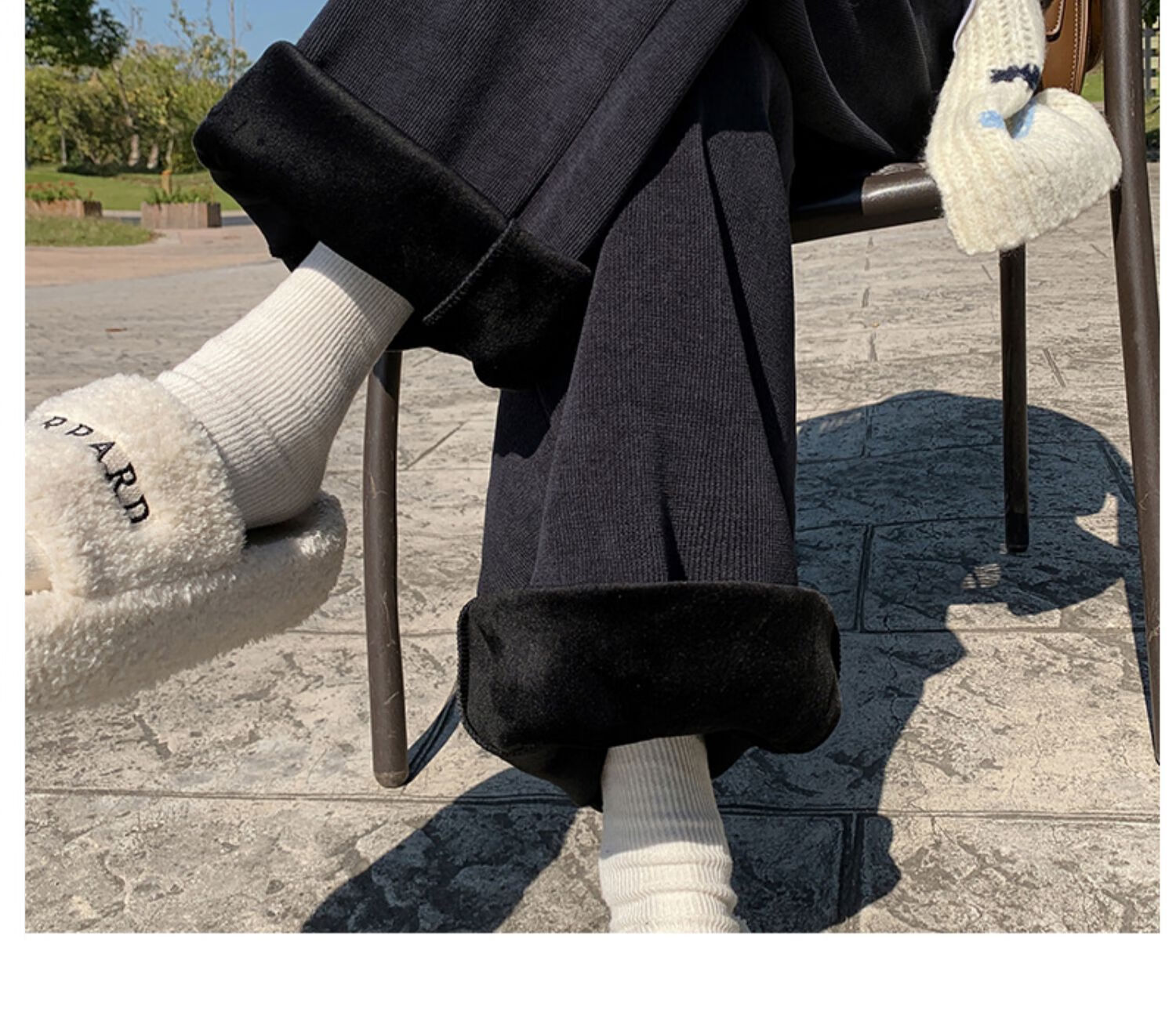 Langsha Women's Casual Pants, New Spring And Autumn 2026 Style, Petite Fleece-Lined Wide-Leg Pants, Korean-Style Slimming And Heightening Effect, European Velvet Trousers 15