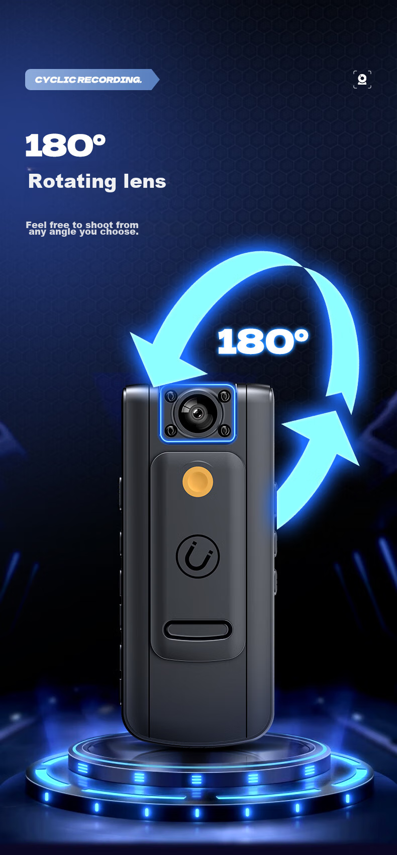 Mengduofu Body-Worn 4K High-Definition Law Enforcement Camera, Small Chest-Mounted Cycling Sports Camera for Meetings And Inspections 12