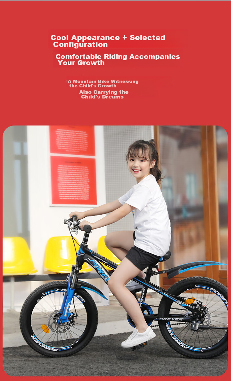 FOREVER Children's Bicycle, Boys And Girls Bike, Kids' Single-Speed Pedal Bike, Mountain Bike, Silver Color, 18 Inches 9
