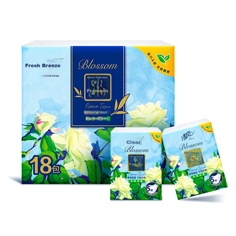 APP Handkerchief Tissues, 4-Ply, 7 Sheets*18 Packs, Portable Small Packets, Jiangnan White Tea, Large Size