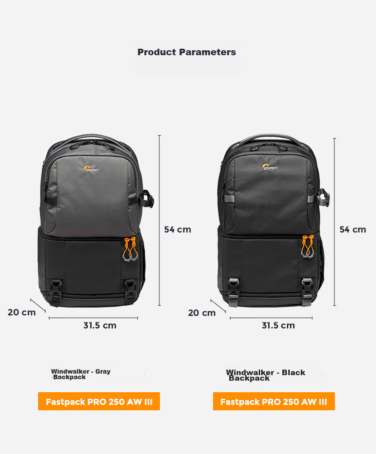 LOWEPRO Leshebao Camera Bag, Fastpack BP 250AW III Fengxingzhe, Professional DSLR And Mirrorless Outdoor Travel Rainproof Backpack Photography Bag, Black, LP37333-PWW 5