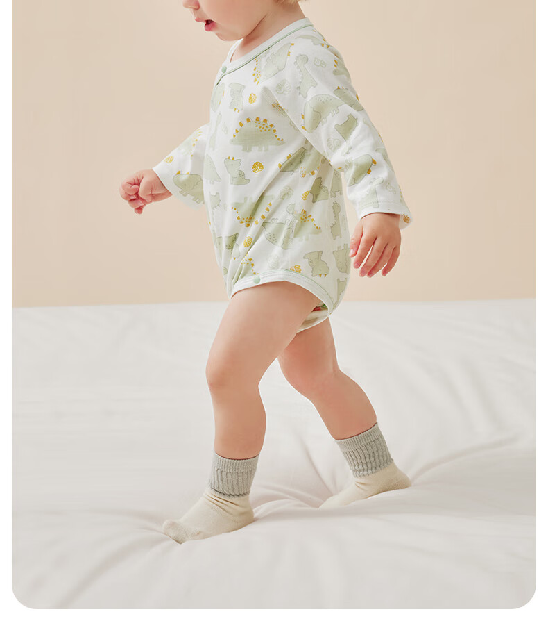 Beitaisi Baby Clothes, Spring And Summer Long-Sleeve Bodysuit, Newborn Infant Belly Protection Clothing, Small Age Pure Cotton Onesie 5