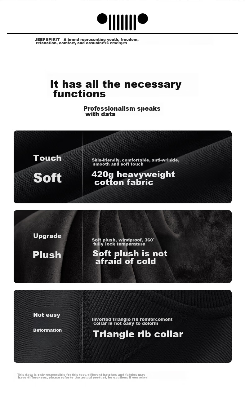 JEEP SPIRIT Men's Sweatshirt, Autumn And Winter Thickened Warm Sports Round Neck Long Sleeve Heavy Loose Trendy Fleece Jacket for Me 4