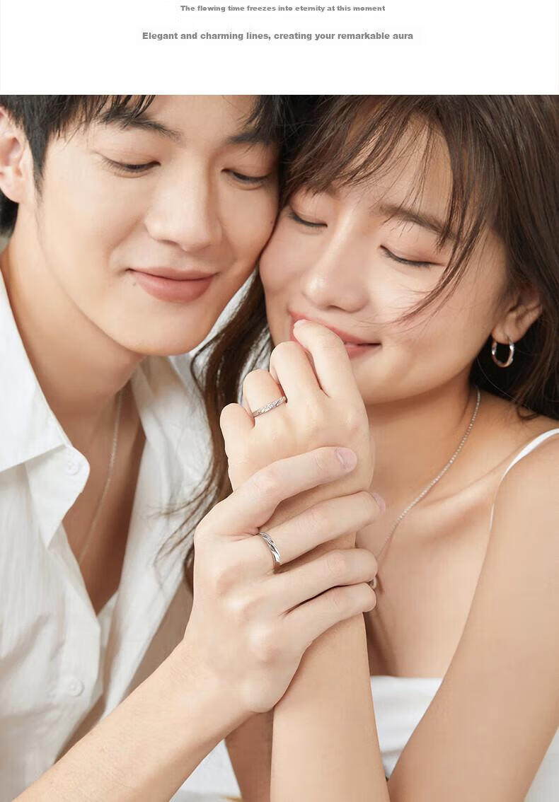 Fanci Love Frequency Heart Couple Rings Silver Birthday Anniversary Gift for Boyfriend Girlfriend 3